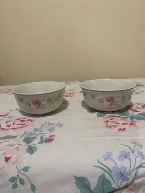 VTG Steelite England Floral Salad Bowls - Set of 2 - Pattern SLE6